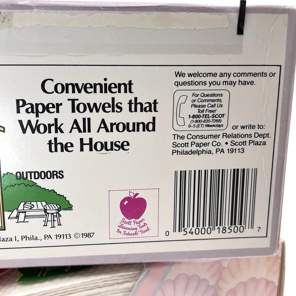 Vintage Scott 1987 Seashell Paper Hand Towel Bathroom Prop Pastel Lot (2)